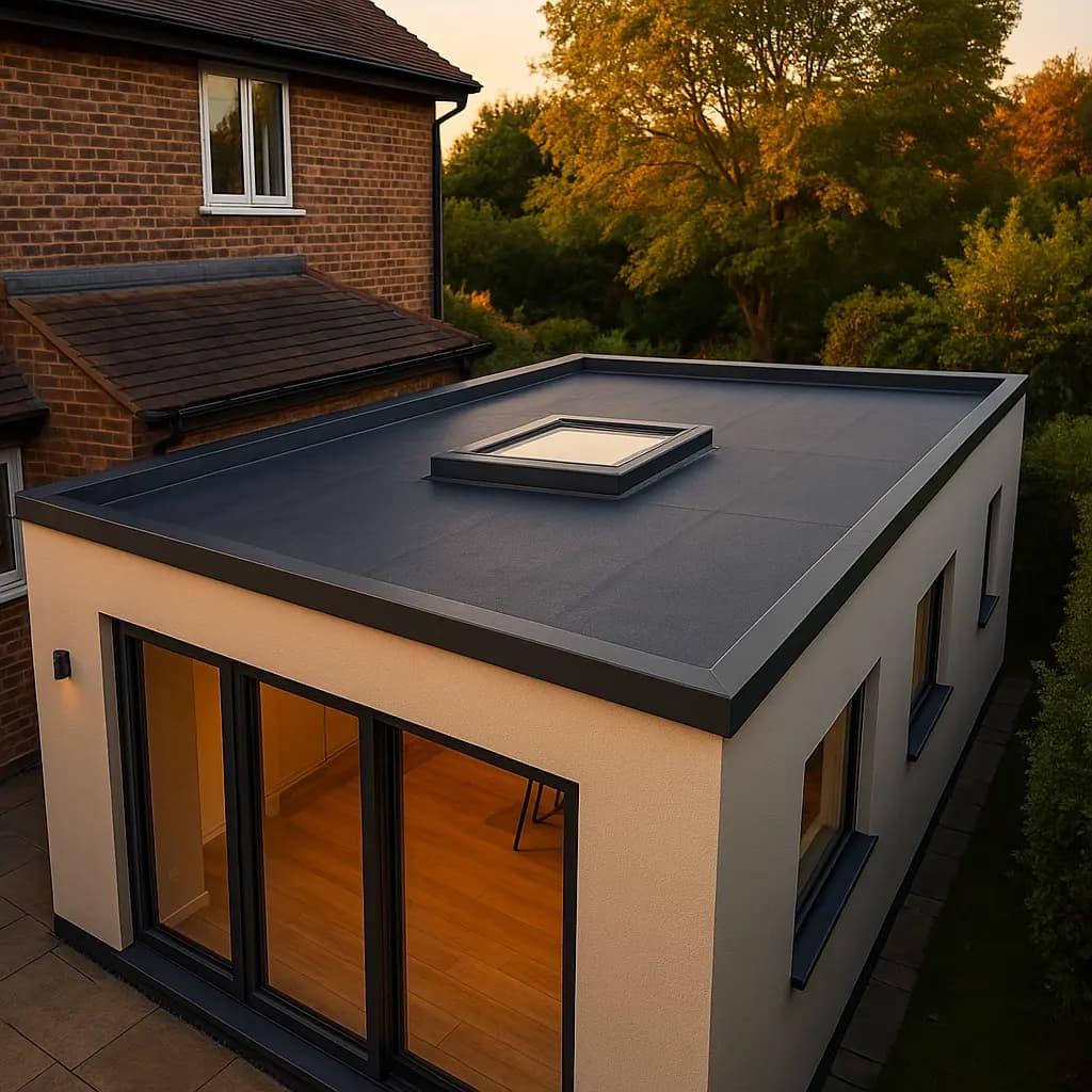 Modern flat roof installation on a contemporary building extension in Brentwood